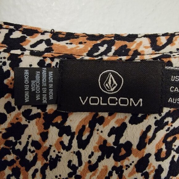 Volcom Sheer Leopard Print Crop Top True To This Long Sleeve Womens Size XS - Picture 3 of 10